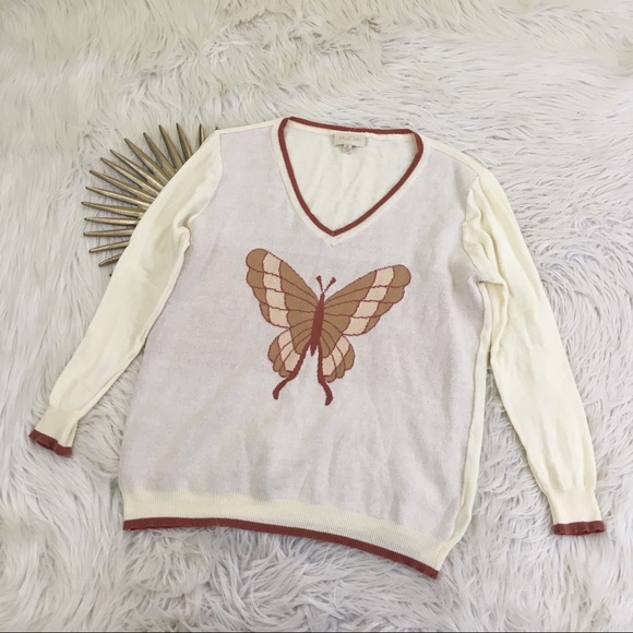 🦋SOLD🦋Modcloth V-neck Retro Butterfly Sweater - Picture 2 of 7